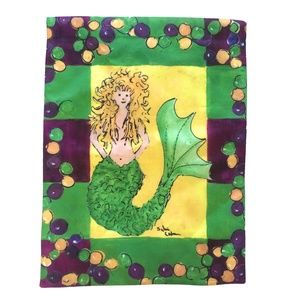 NWOT Caroline's Treasure Mardi Gras Mermaid & Beads Garden Flag
